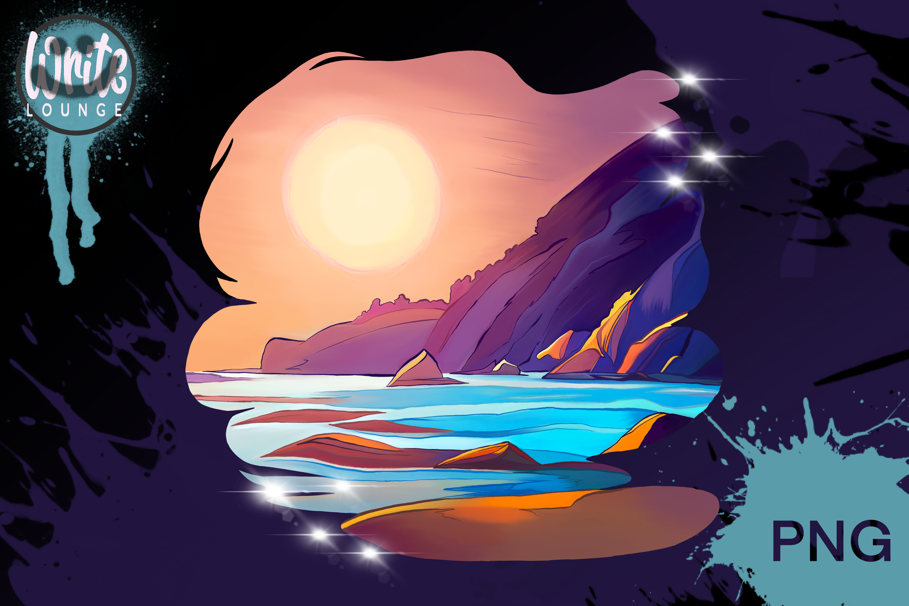 Sunset Sunrise Mountains Nature Graphic by Writelounge · Creative Fabrica