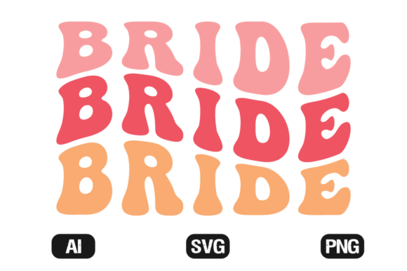 Bride Retro Wavy SVG T-shirt Designs 4 Graphic by hosneara 4767 ...