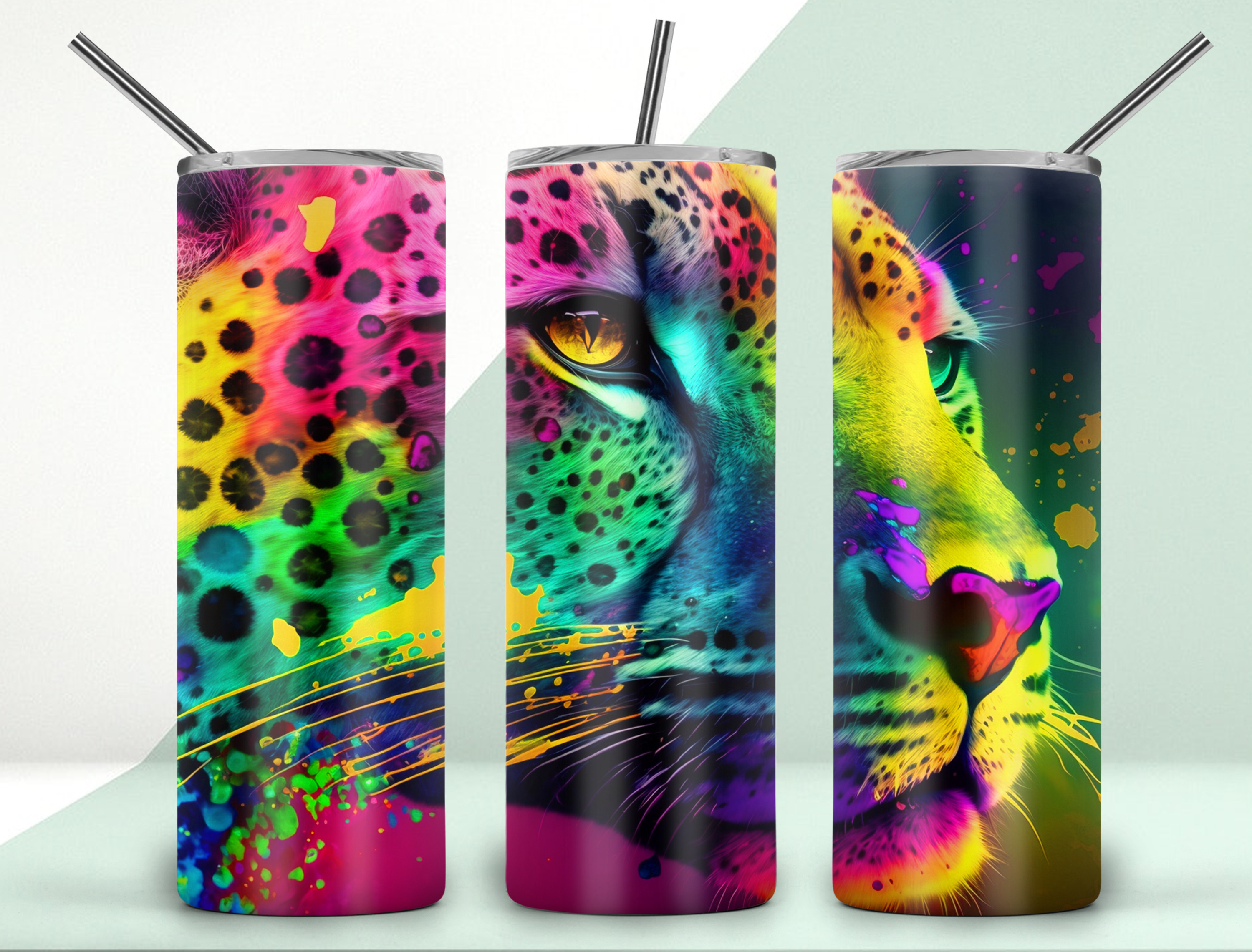 Leopard Neon Tumbler Design 20oz Graphic by Carpentry HAT · Creative ...