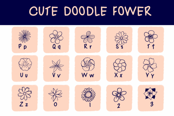 Cute Flower Doodle Font - Preview 2