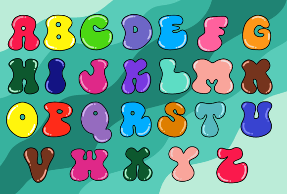 Groovy Color Font PNG with transparent background - Preview 1