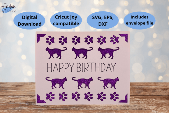 Happy Birthday Cat Insert Card Svg Graphics