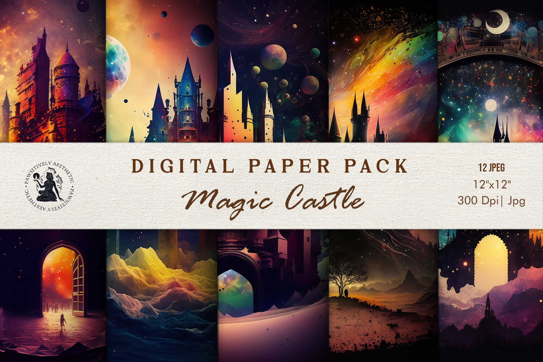 Magic Castle Digital Paper Pack Graphic by PawsitivelyAesthetic ...