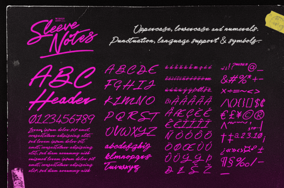 Sleeve Notes Font PNG with transparent background - Preview 1
