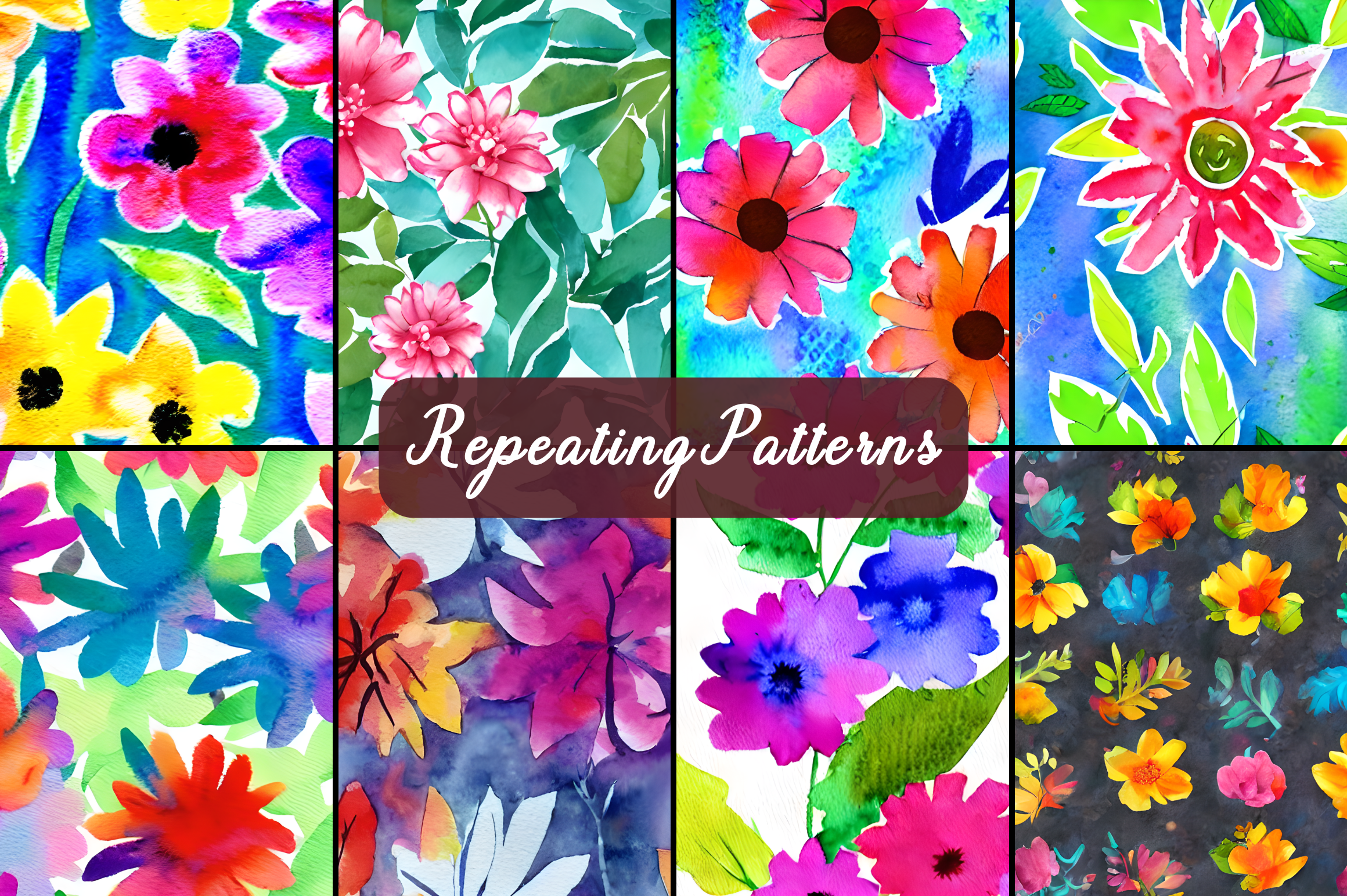 Watercolor Flowers Repeating Patterns Graphic by KDCreativeDesign ...