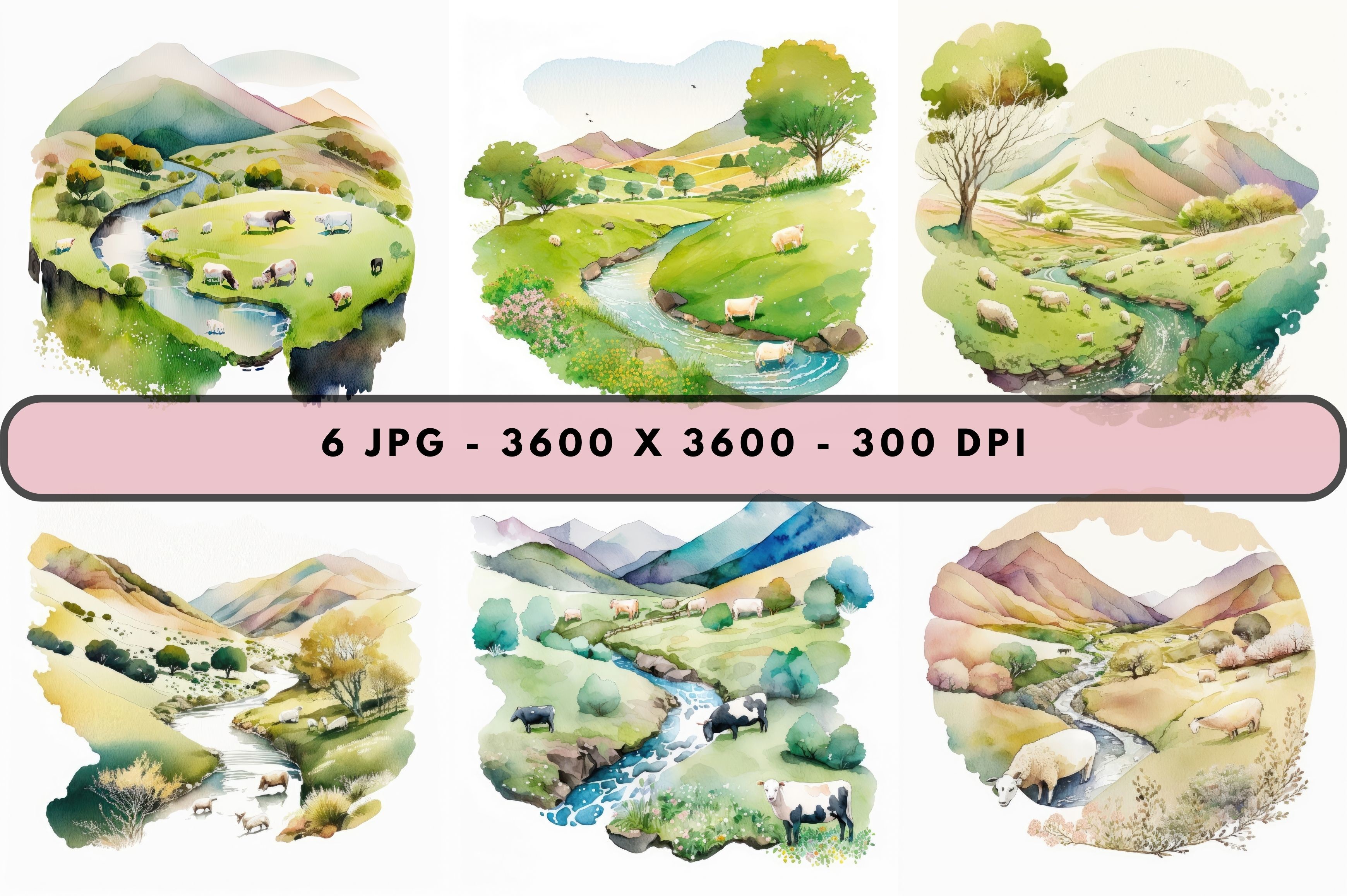 Watercolor Hills Bundle Graphic by TNI House · Creative Fabrica