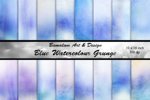 16 Blue Watercolour Grunge Textures
