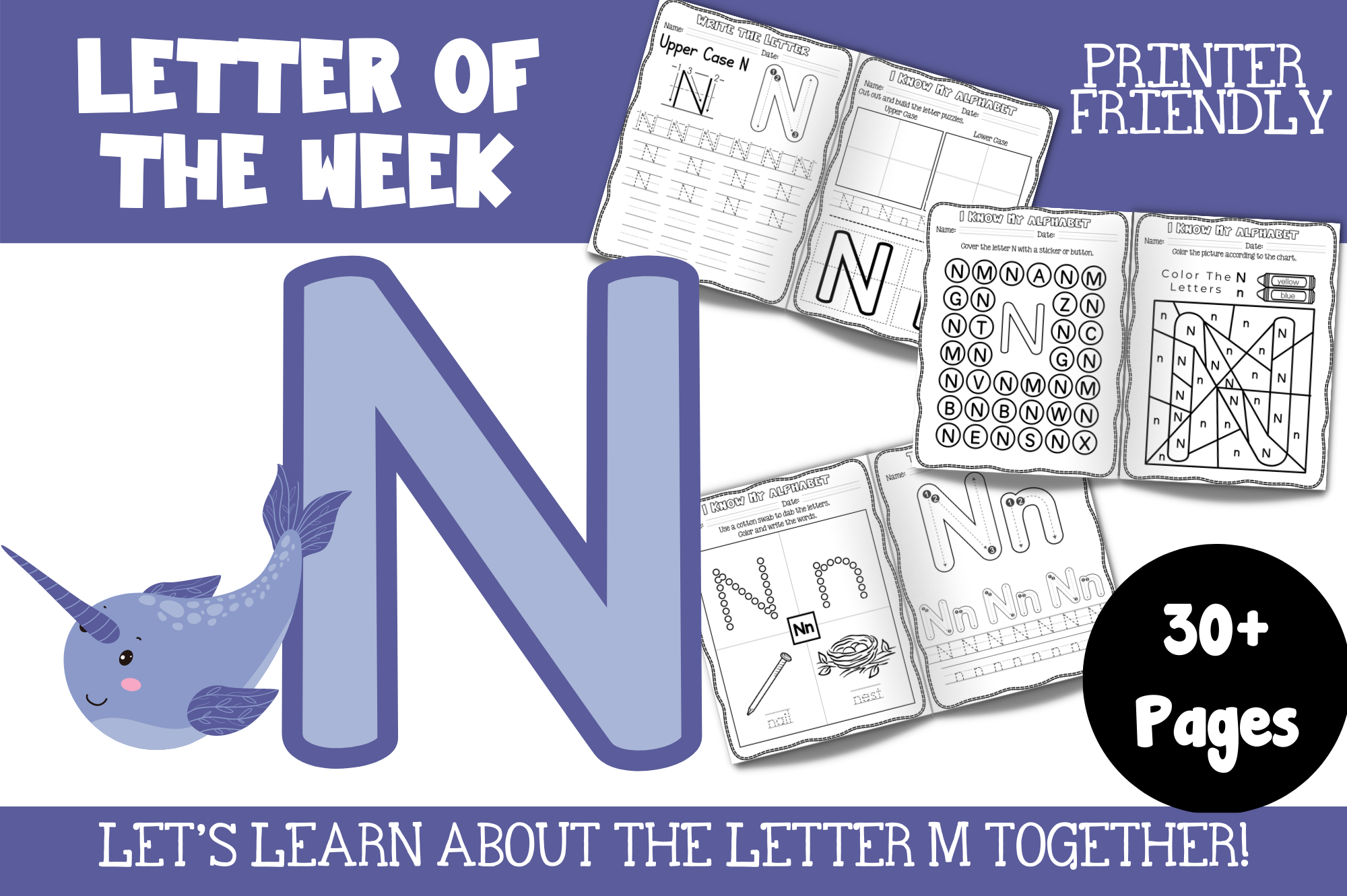 Pre-K Letter N Themed Activity Workbook