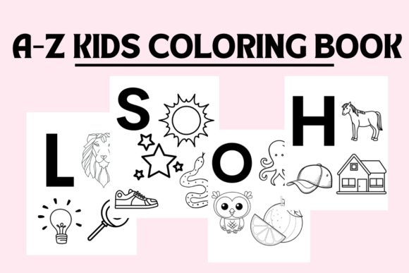 A-Z Alphabet 26 Page Kids Coloring Book