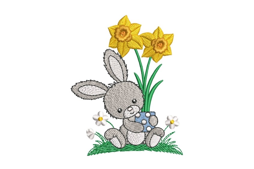 Bunny with Daffodils