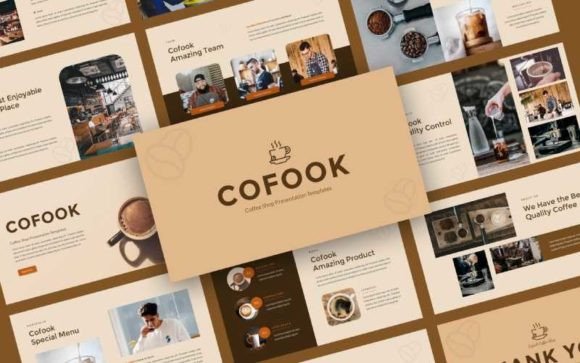 Preview of Cofook - Coffee Shop PowerPoint Template food presentation template