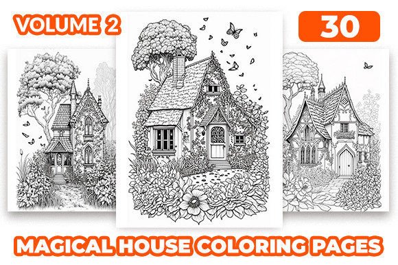 Magical House Coloring Pages for Adult Graphic by MakStock · Creative ...