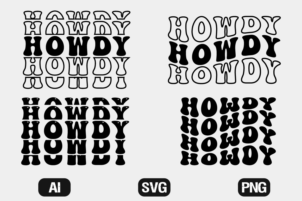 Howdy Retro Wavy SVG Bundle T-shirt Graphic by hosneara 4767 · Creative ...