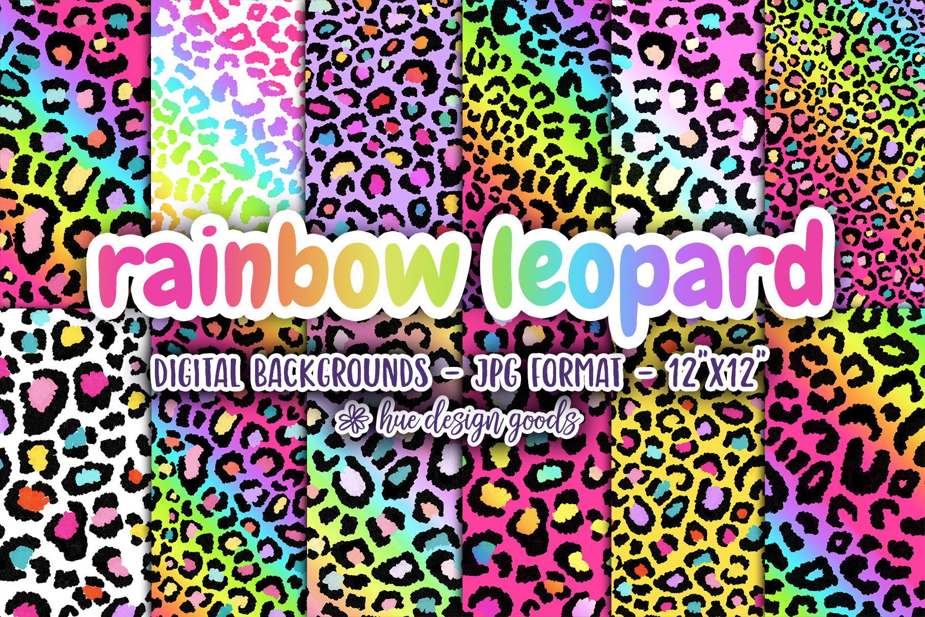 Rainbow Leopard Pattern Backgrounds Graphic by huedesigngoods ...