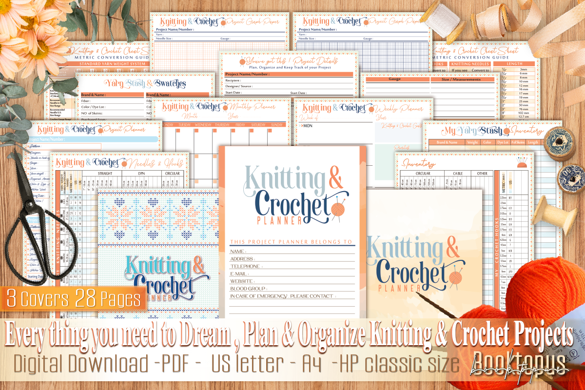The Knitting & Crochet Project Planner Graphic by The Doodlin’ Lady Co ...