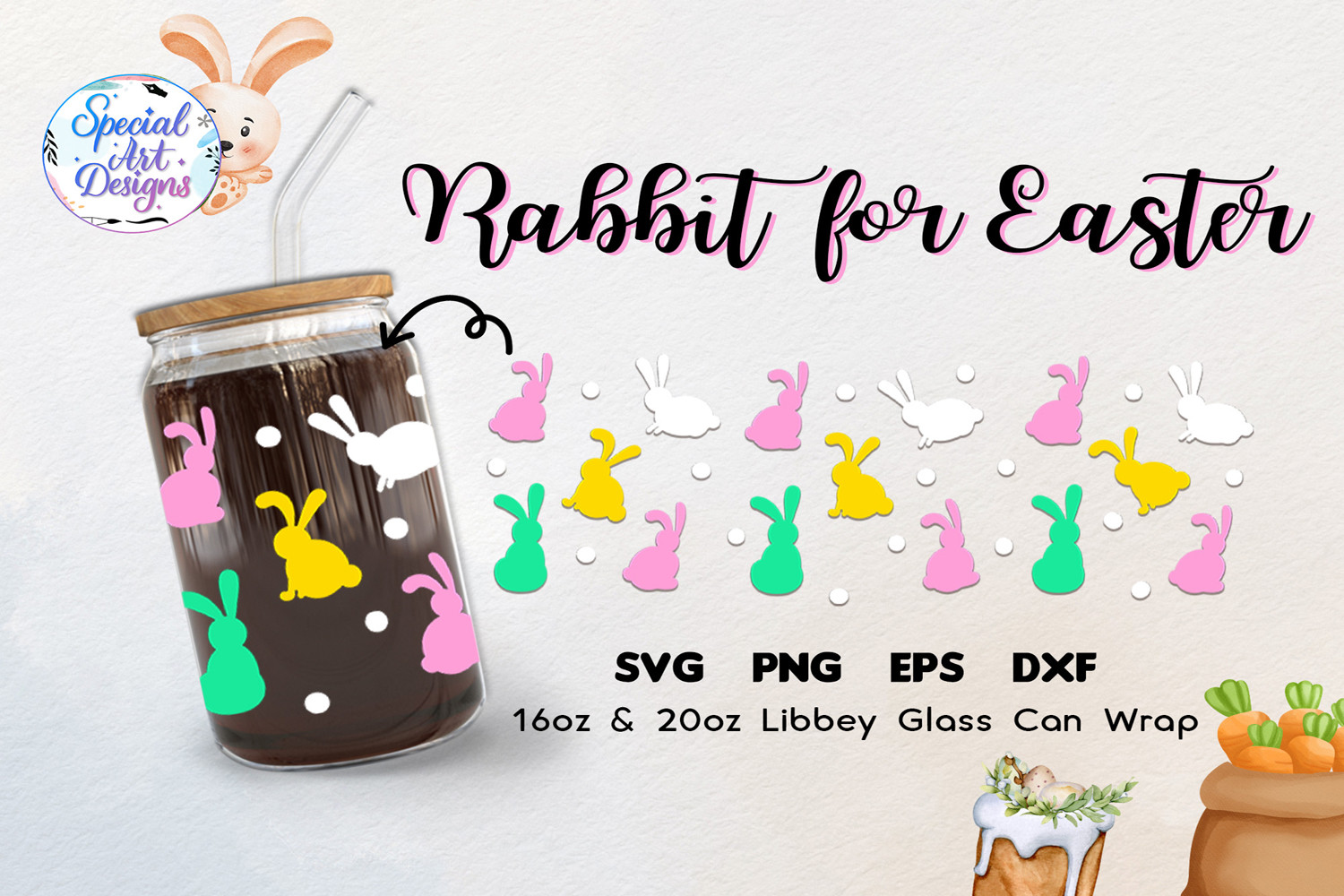 16oz | 20oz Rabbit for Easter SVG Files