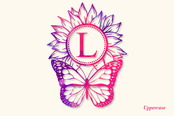 Butterfly Sunflower Monogram Font - Preview 4