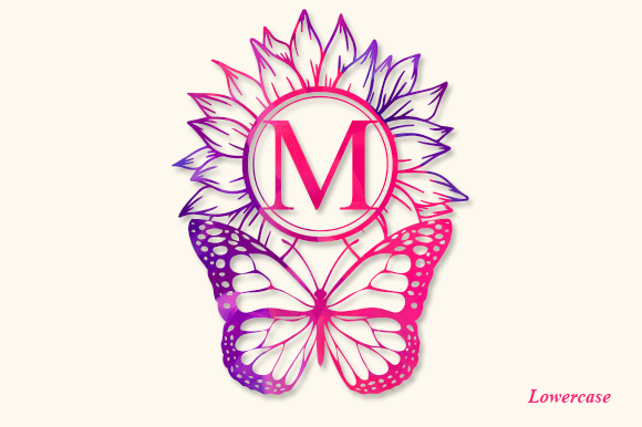 Butterfly Sunflower Monogram Font - Preview 5