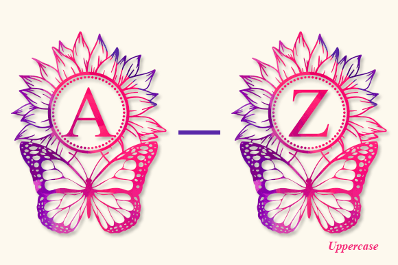 Butterfly Sunflower Monogram Font - Preview 6