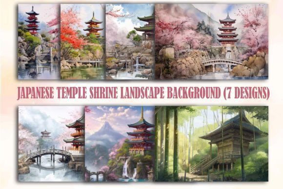 Japanese Temple Shrine Landscape Graphic Illustrations By Lazy Sun