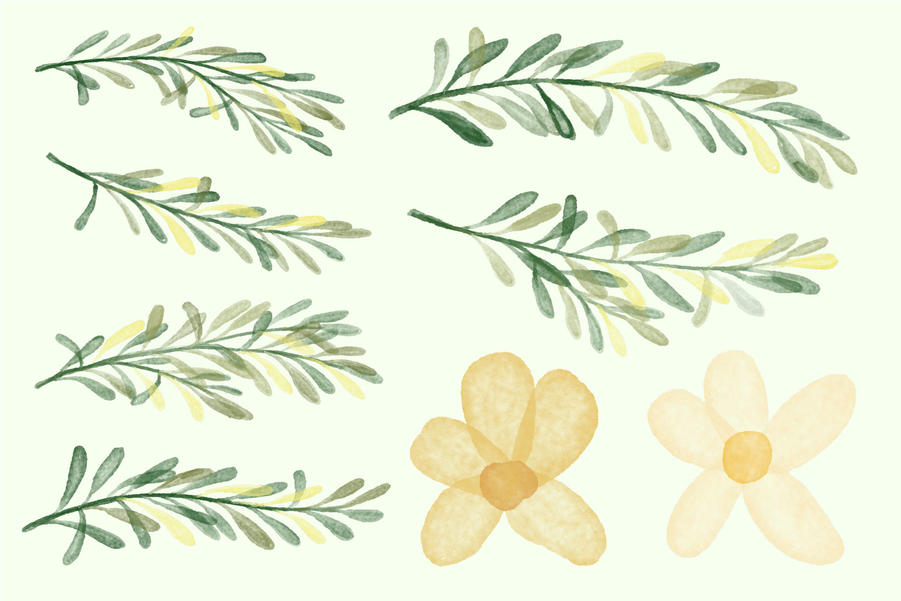 Tropical Flower Leaf with Watercolor