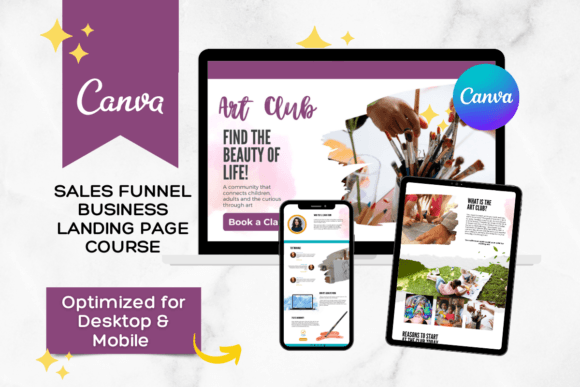 Canva website template and course sales page for course creators and coaches