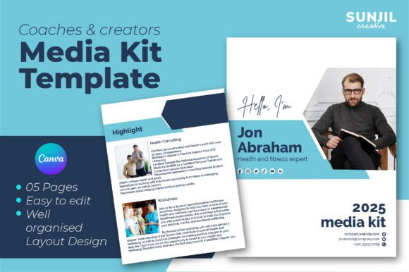 Canva media kit template designed for coaches