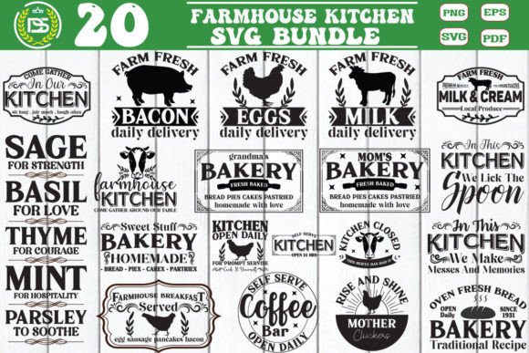 Farmhouse Kitchen SVG Bundle, Farmhouse