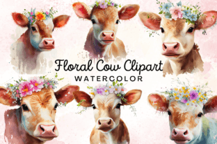 Floral Cow Watercolor Clipart Graphic by FOLV · Creative Fabrica