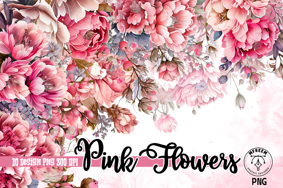 Light Pink Flowers Watercolor Clipart Graphic by mfreem · Creative Fabrica