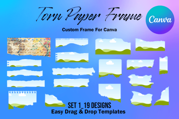 Torn paper ripped Canva frame templates