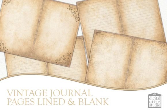 Blank and Lined Junk Journal Backgrounds Graphic Backgrounds By NiftyCraftyHouse