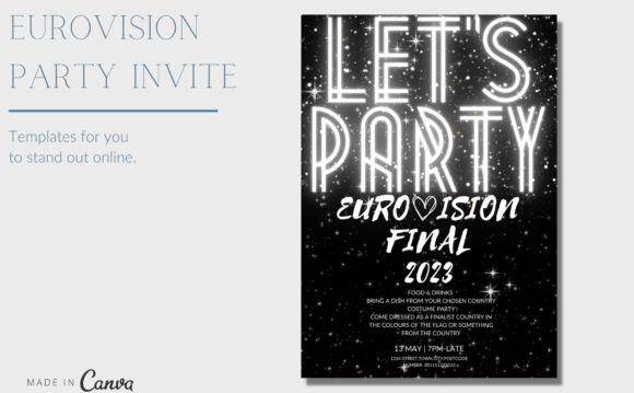 EuroVision Party Invite Canva Template