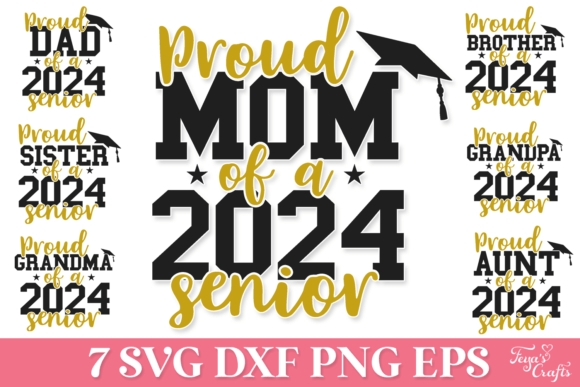 1 Proud Family Of A 2024 Senior Svg Bundle Designs & Graphics