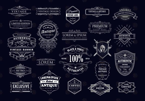 Set of Whiskey Vintage Label Illustration Logos Par NIMAXS
