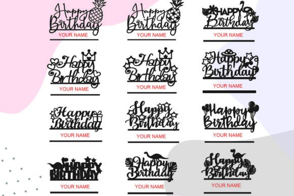 happy birthday dark cake topper SVG bundle 2026