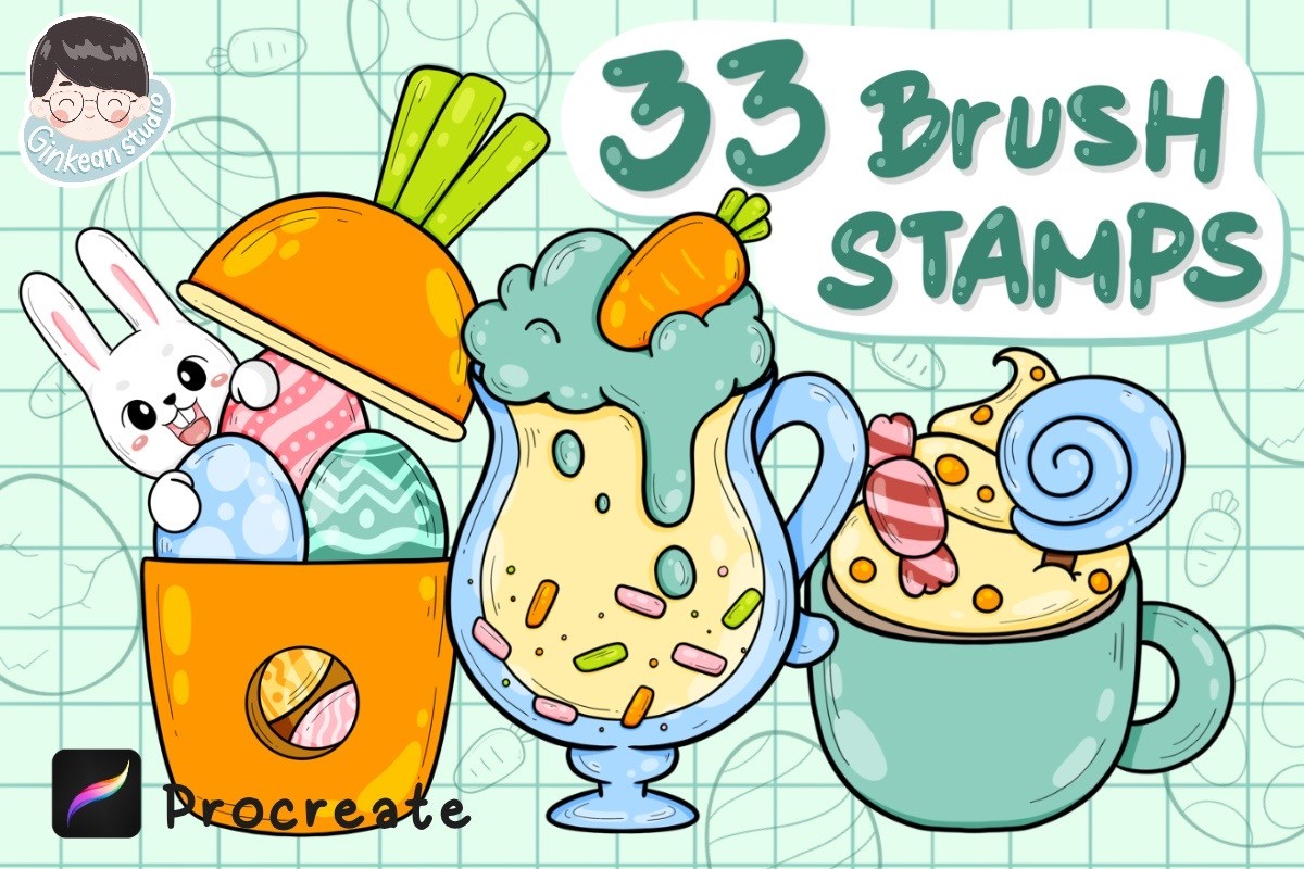 33 Brush Stamp Procreate, Brush Easter S Graphic by Ginkean · Creative ...