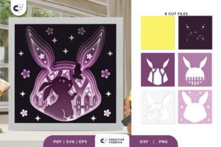 Cute Easter Bunny 3D Shadow Box Paper · Creative Fabrica