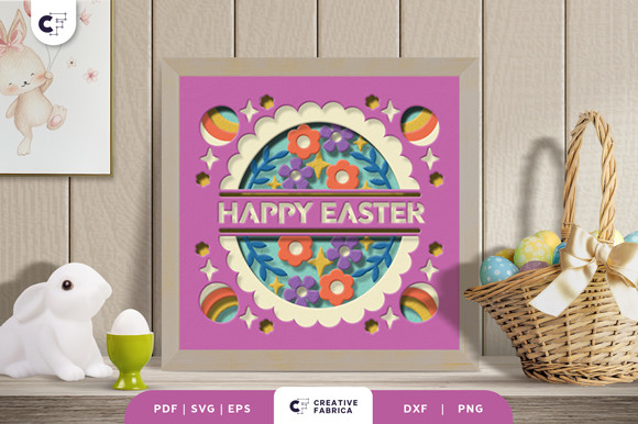 Happy Easter 3D Shadow Box Paper Cut · Creative Fabrica