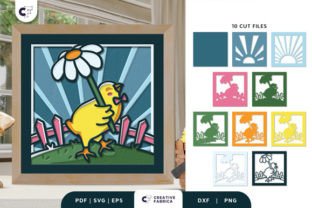 Vintage Easter Chick 3D Layered Papercut · Creative Fabrica