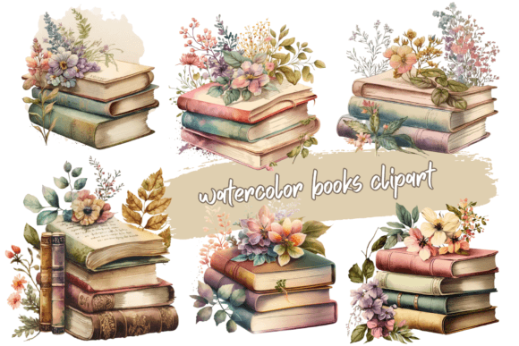 Watercolor Books Clipart Graphic by Digital Xpress · Creative Fabrica