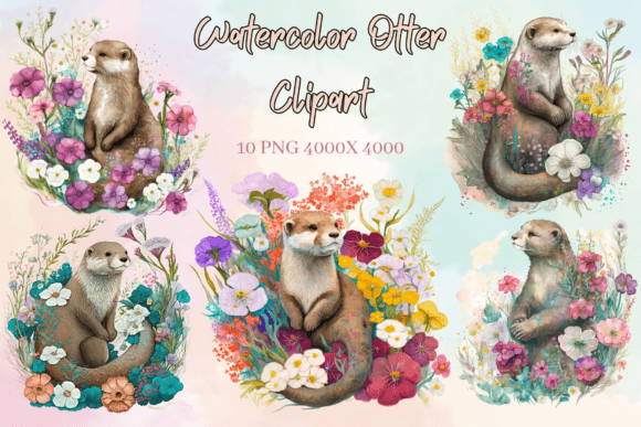 Watercolor Otter Clipart Graphic Illustrations By Digital Xpress