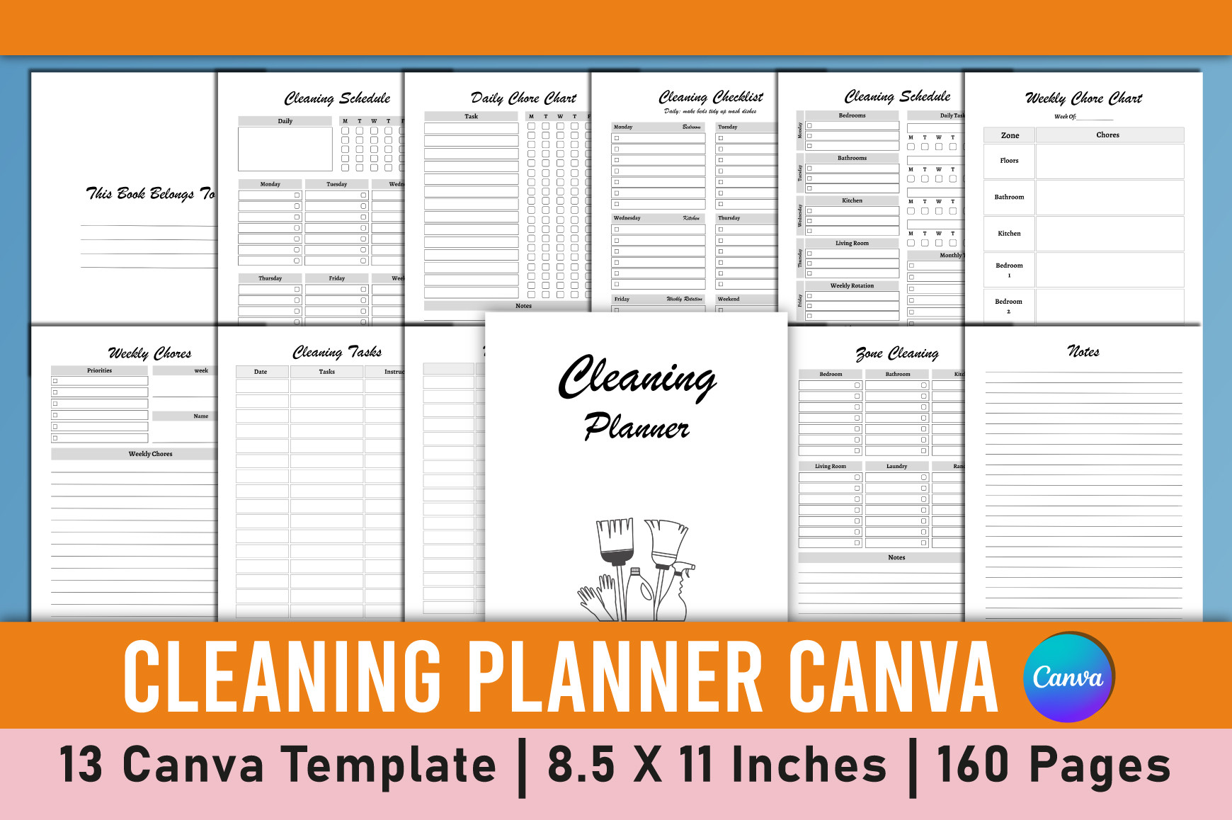 Cleaning Planner Canva Interior Graphic by Mustafiz · Creative Fabrica