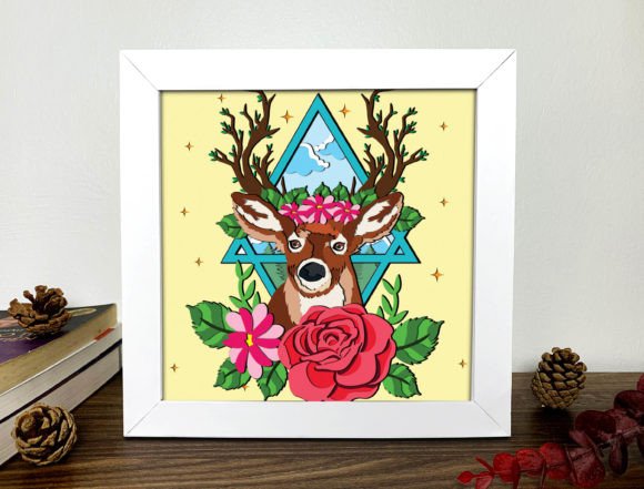 Deer Shadow Box 3d Svg Deer 3d Svg