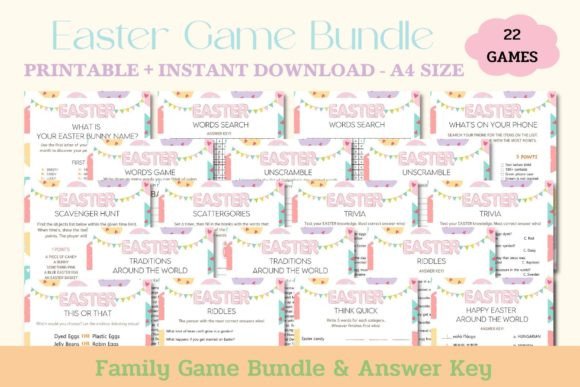 Easter Game Bundle - 22 Games Printable