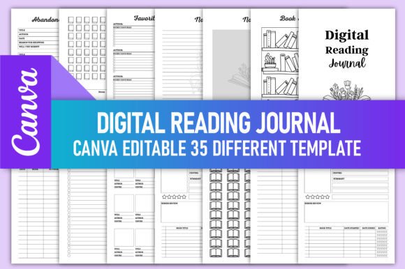 Editable Digital Reading Journal Canva Graphic by rahimaartwork077 ...