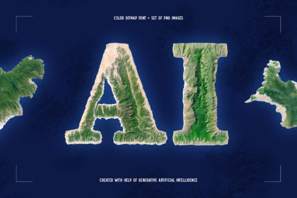 Island Map Font PNG with transparent background - Preview 1