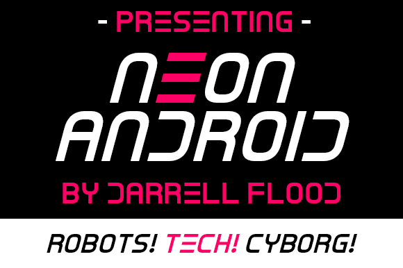 Neon Android Font PNG with transparent background - Preview 1