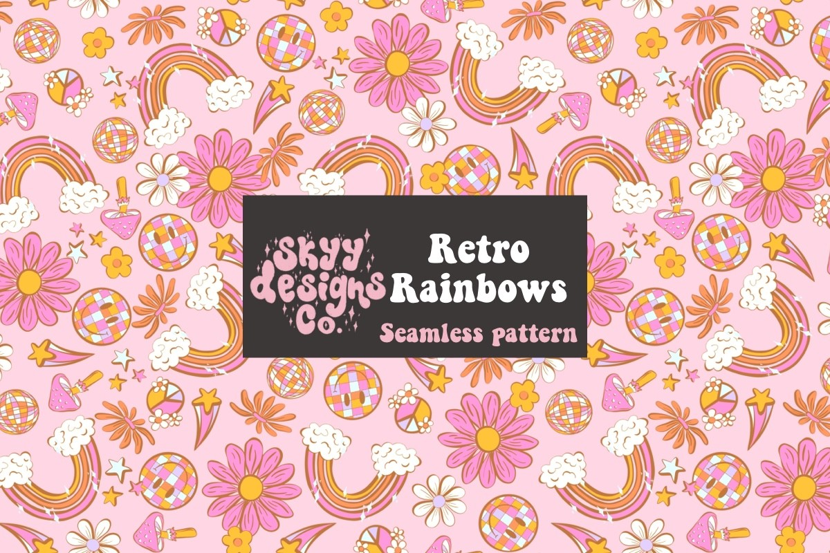 Retro Groovy Summer Seamless Pattern Graphic by skyydesignsco ...
