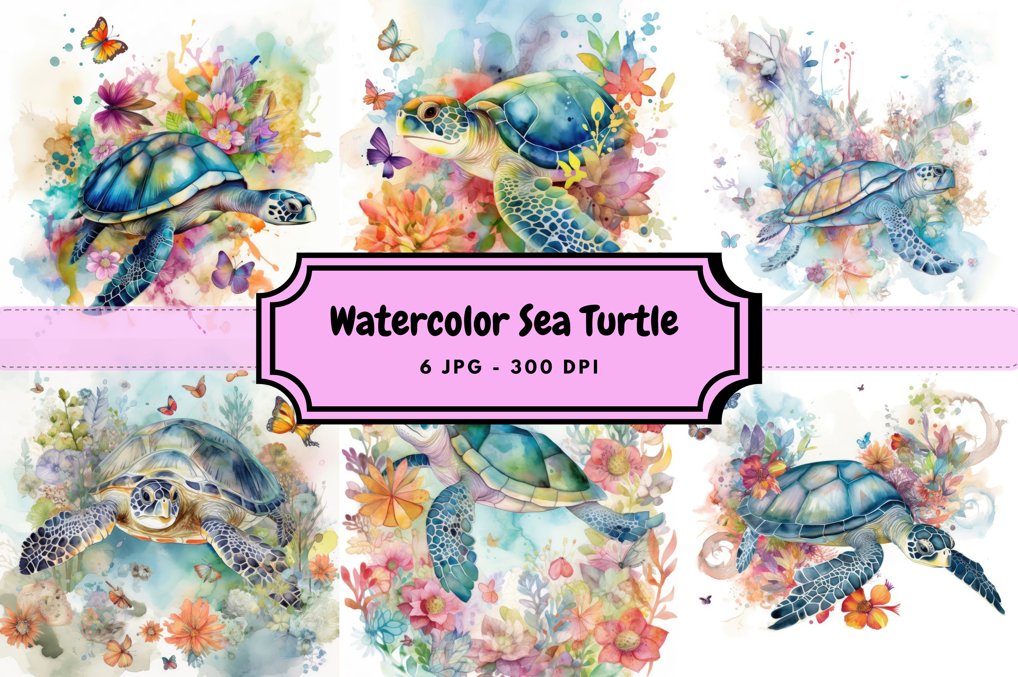 Watercolor Sea Turtle Bundle Graphic by TNI House · Creative Fabrica